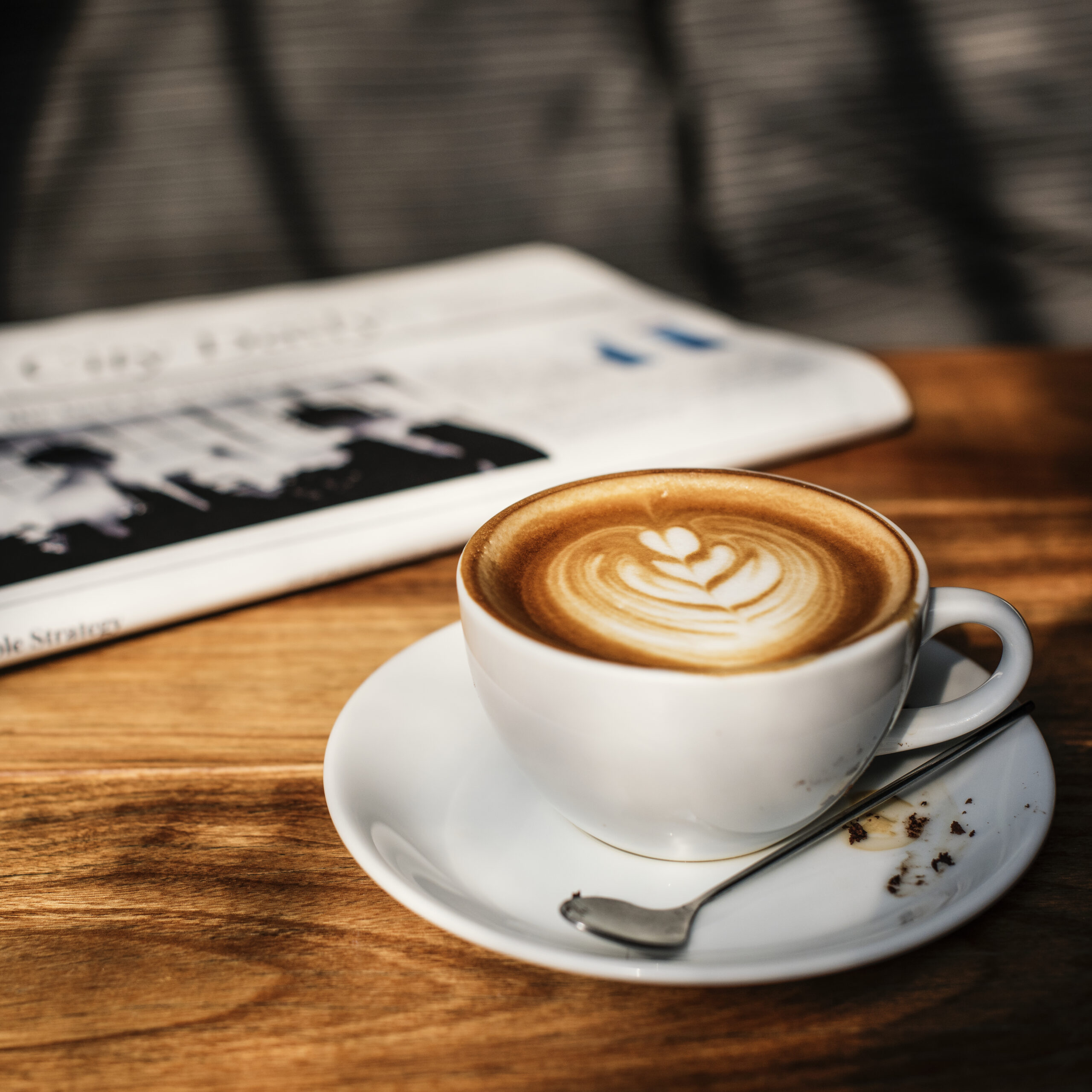 Coffee Shop Cafe Latte Cappuccino Newspaper Concept